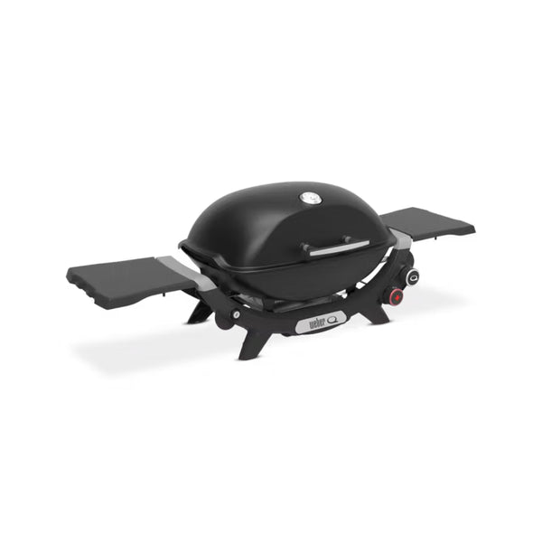 Midnight Black | Weber Q (Q2800N+) Premium BBQ. Angled Front View. 