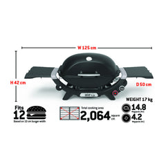 Flame Red | Weber Q (Q2800N+) Premium BBQ. Specs Photo.