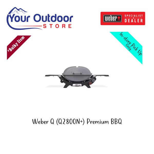 Weber Q (Q2800N+) Premium BBQ. Hero Image Showing Logos and Title. 