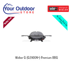 Weber Q (Q2800N+) Premium BBQ. Hero Image Showing Logos and Title. 