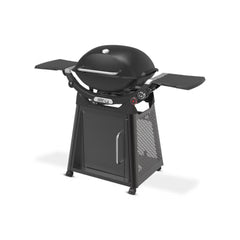 Midnight Black | Weber Family Q (Q3200N+) Premium Model. Angled Front View On Stand. 