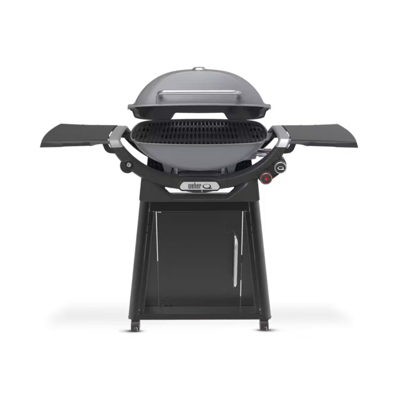 Smoke Grey | Weber Family Q (Q3200N+) Premium Model. Front View With Lid Open.