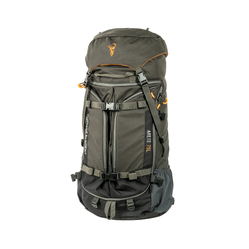 Stone Green | Hunters Element Arete bag 75L - Front View. 