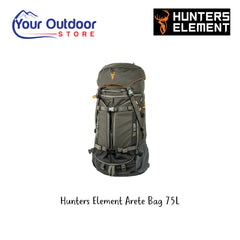 Hunters Element Arete Bag 75L. Hero Image Showing Logos and Title.