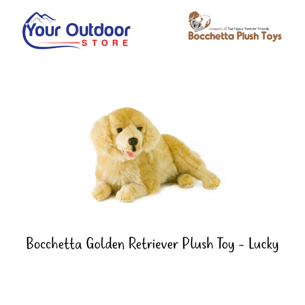Bocchetta Golden Retriever Plush Toy - Lucky | Hero Image Showing All Logos And Titles.