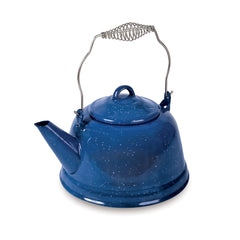 Navy | Campfire 2.5L Enamel Kettle Showing Pour Spout, Lid and Handle. 