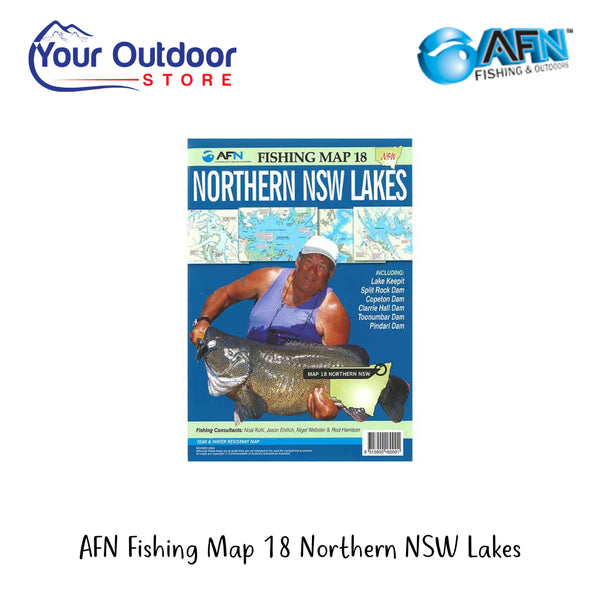 AFN Fishing Map 18 Northern NSW Lakes | Hero Image Showing All Logos And Titles.
