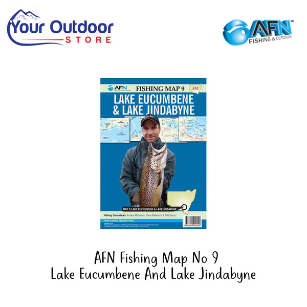 AFN Fishing Map 9 Lake Eucumbene And Lake Jindabyne | Hero Image Showing All Logos And Titles.
