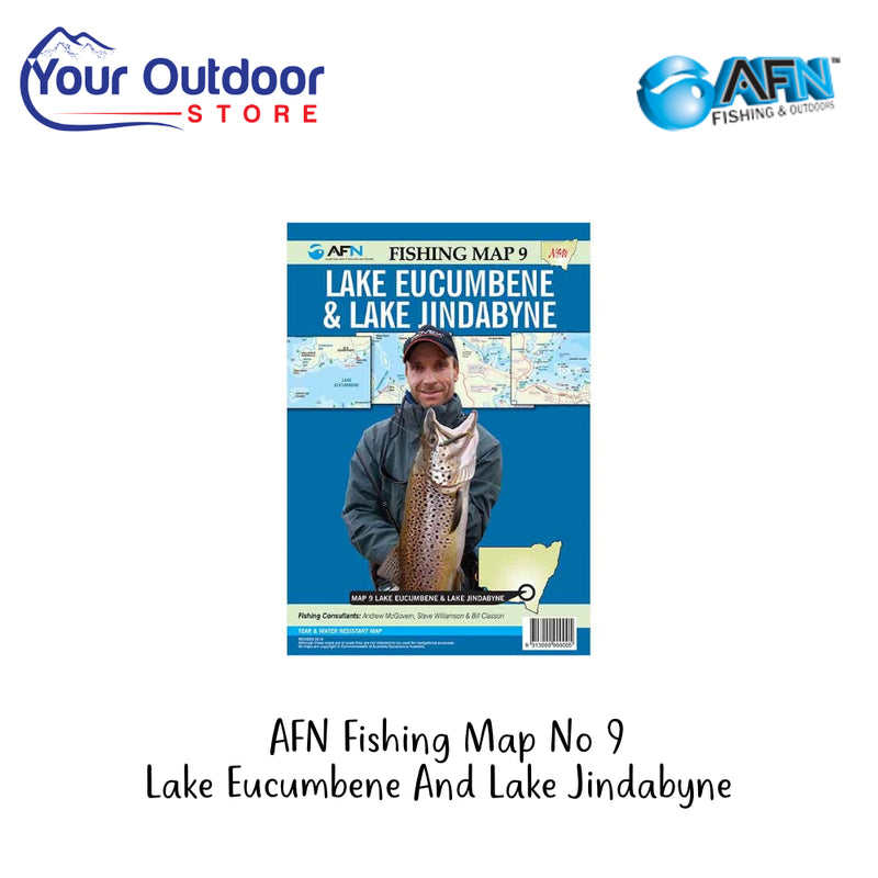 AFN Fishing Map 9 Lake Eucumbene And Lake Jindabyne | Hero Image Showing All Logos And Titles.
