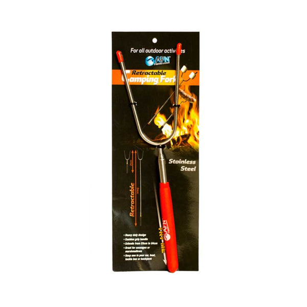 Red | AFN Telescopic Camping Fork Image Showing No Logos Or Titles, Fork In Packaging.