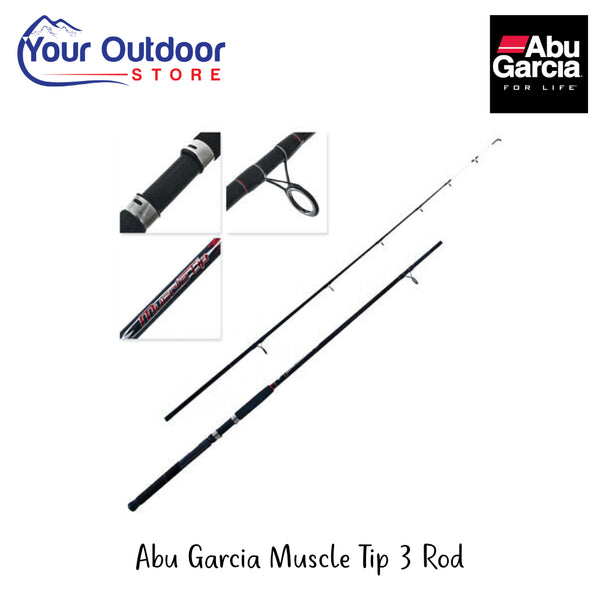 Abu Gracia Muscle Tip 3 Rod | Hero Image Showing All Logos And Titles.
