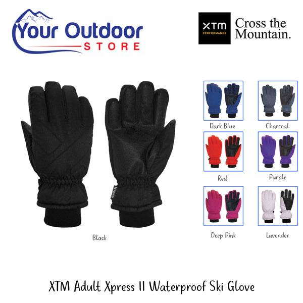 XTM Adult Xpress ll Waterproof Snow Glove | Hero Image Showing All Logos, Titles And Variants.