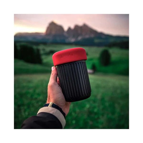 Grey | Aeropress Go Travel Coffee Press Image Showing The Aeropress All Packed Down Ready For Storage Or Travel.