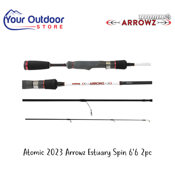 Atomic Arrowz Estuary Spin 6' 2pc | Hero Image Showing All Logos And Titles. This picture is a universal image - rod models may vary from the image shown.