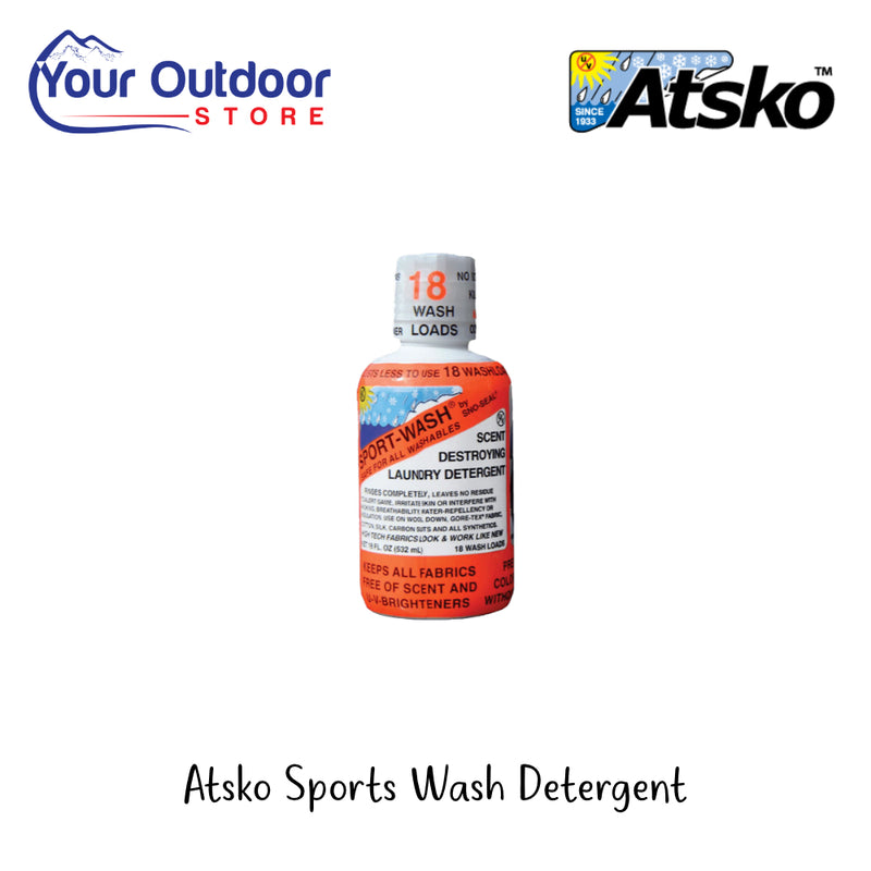 Atsko Sports Wash Detergent | Hero Image Showing All Logos And Titles.