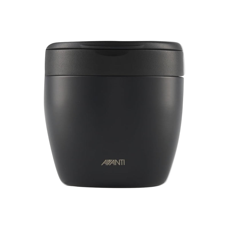 Black | Avanti Insulated Food Pod Image Showing Front View With Handle Down.