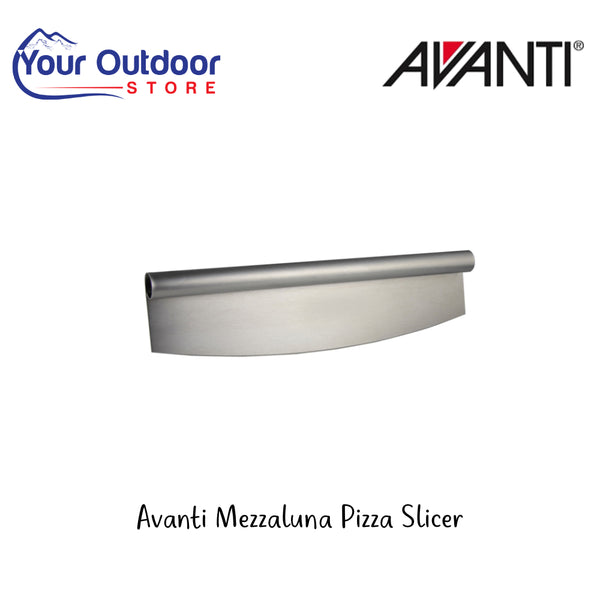 Avanti Mezzaluna Pizza Slicer | Hero Image Showing All Logos And Titles.