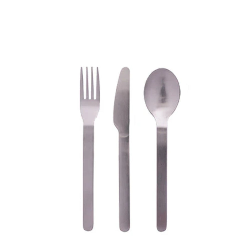 Stainless Steel | Avanti Slim Lunch Travel Cutlery Set Image Showing Close Up Of All Stainless Steel Cutlery Set.
