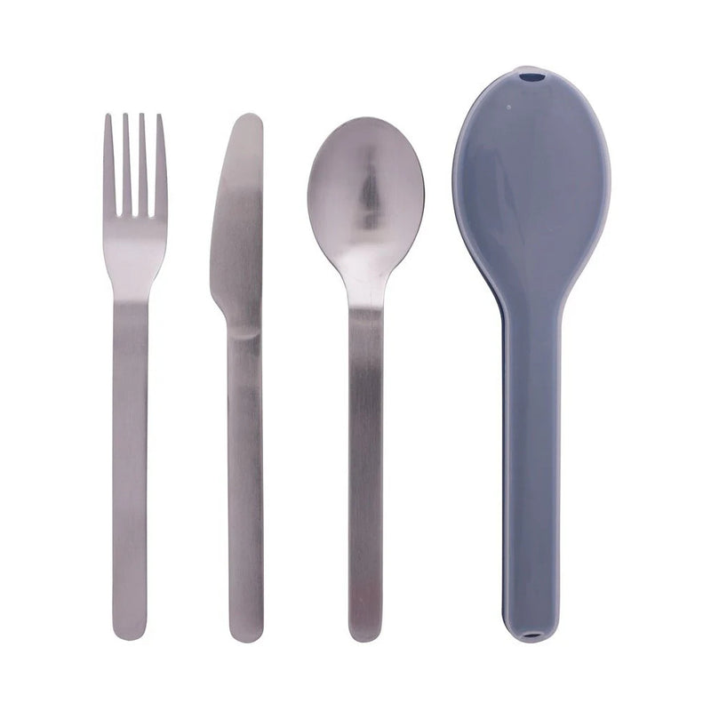Stainless Steel | Avanti Slim Lunch Travel Cutlery Set Image Showing All Cutlery Next To The Case.