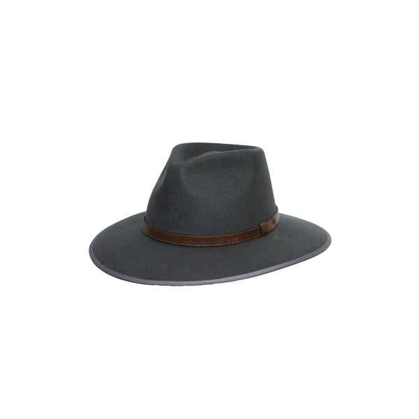 Charcoal | Avenel Cole Australian Wool Felt City Fedora Image Showing No Logos Or Titles.