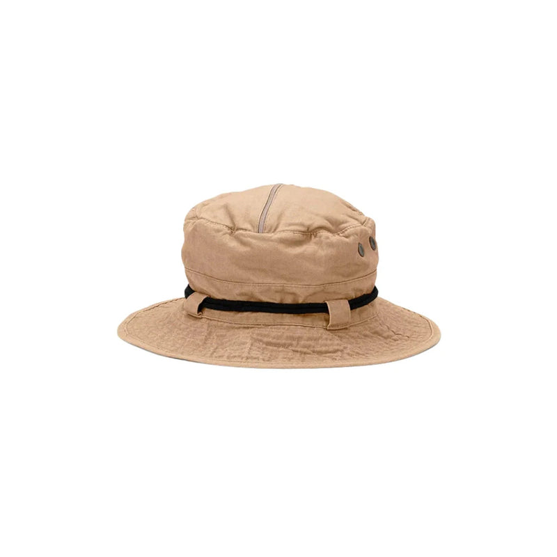 Khaki | Avenel Archer Cotton Drill Bush Hat With Flyveil Image showing No Logos Or Titles.