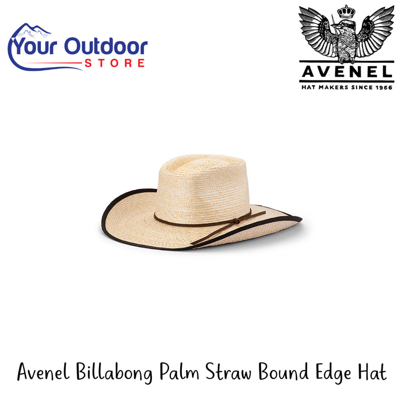 Avenel Billabong Palm Straw Bound Edge Hat | Hero Image Showing All Logos And Titles.