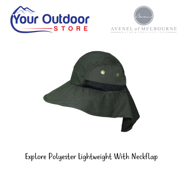 Avenel Explore polyester lightweight With Neckflap. Hero Image Showing Logo and Title. 