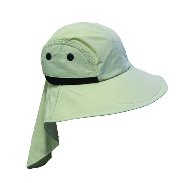 Putty | Avenel Explore Hat with Neckflap. Side View Showing Air Vents , Brim and Neck Flap. 