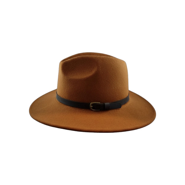 Rust | Avenel The Deer Hunter - Super Fine Cashmere Fedora Image Showing Side View.