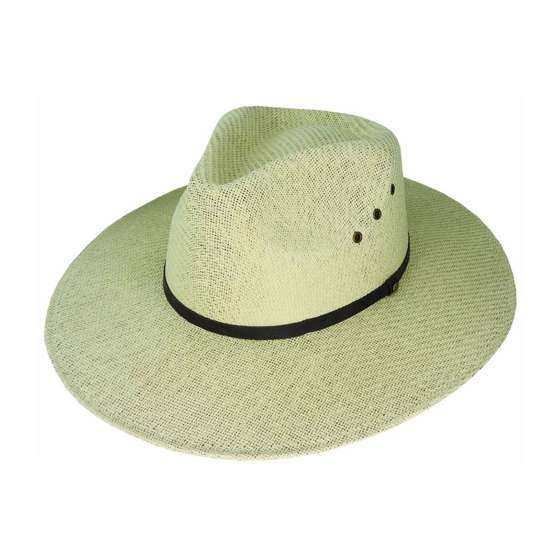 Natural | Avenel Woven Fedora - Angled Front View. 