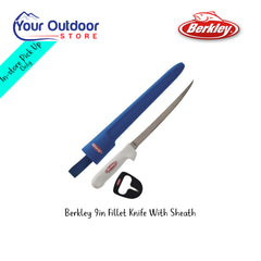 Berkley 9Inch Fillet Knife With Sheath | Hero Image Showing All Logos And Titles.