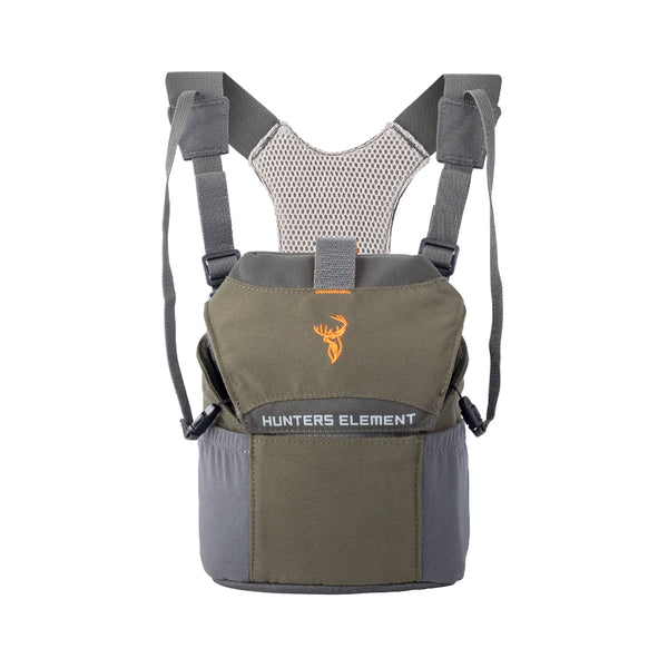 Forest Green | Hunters Element Bino Defender - Front View Showing Shoulder Straps. 