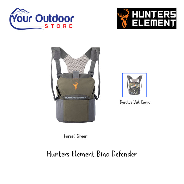 Forest Green | Hunters Element Bino Defender. Hero Image Showing Logos, Variants and Title. 
