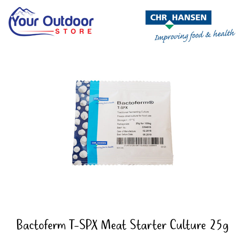 Bactoferm T-SPX Meat Starter Culture 25g | Hero Image Showing All Logos And Titles.