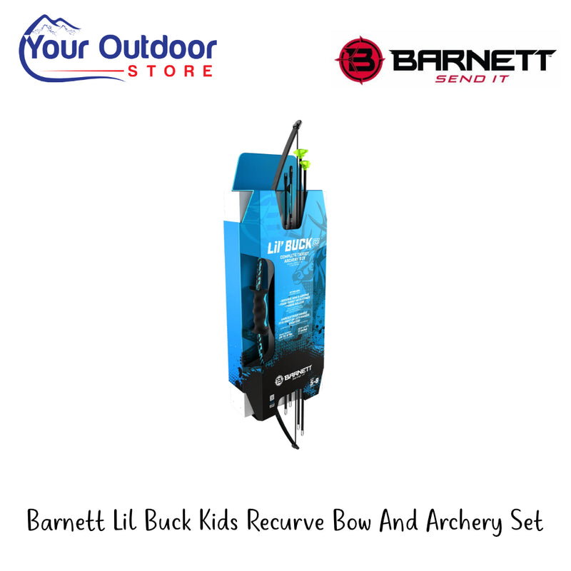 Barnett Lil Buck Kids Recurve Bow And Archery Set | Hero Image Showing All Logos And Titles.