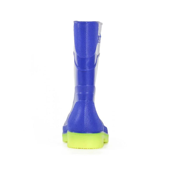 Blue / Yellow | Bata Gummers Kids Gumboots,  Back View.