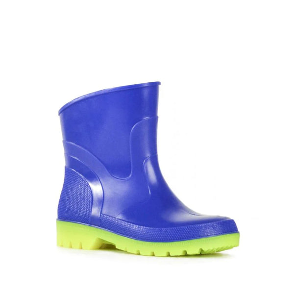 Blue / Yellow | Bata Gummers Kids Gumboots,  Shown Cut Down. 