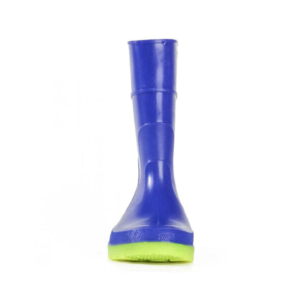 Blue / Yellow | Bata Gummers Kids Gumboots,  Front View. 