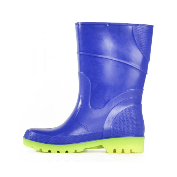 Blue / Yellow | Bata Gummers Kids Gumboots,  Side View.