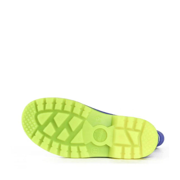 Blue / Yellow | Bata Gummers Kids Gumboots,  Sole View. 