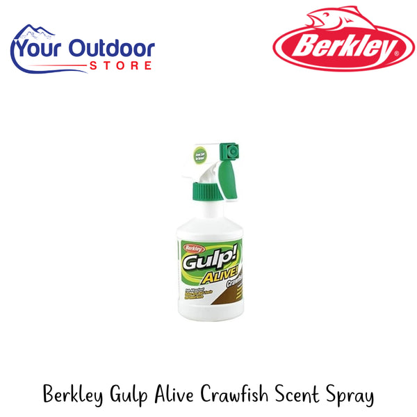 Berkley Gulp Alive Crawfish Scent Spray | Hero Image Showing All Logos And Titles.