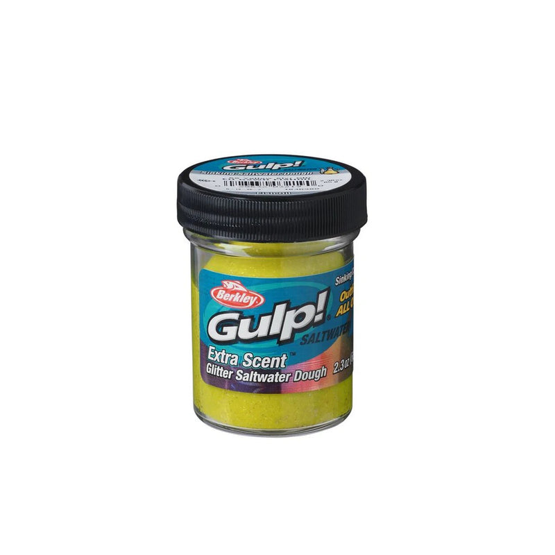 Yellow, Silver Glitter | Berkley Gulp Sinking Saltwater Dough Image Showing No Logos Or Titles.