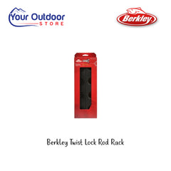 Berkley Twist Lock Rod Rack. Hero Image Showing Logos and Title. 