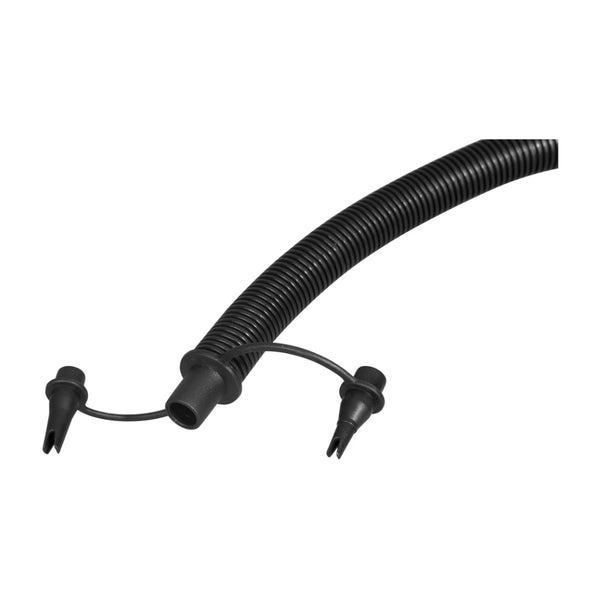 Black | Bestway Air Hammer Inflation Pump. Showing End Attachments. 