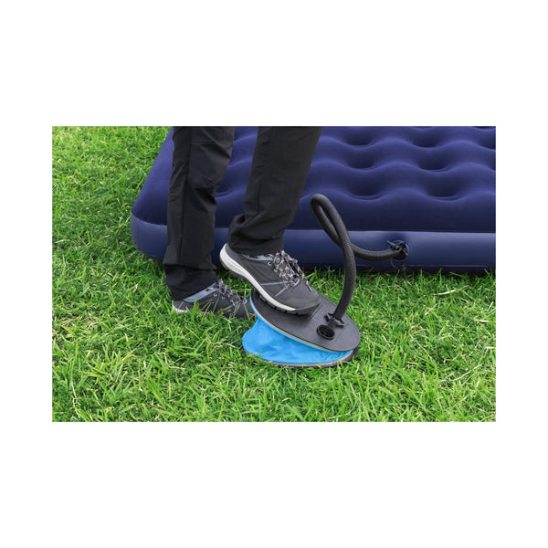 Blue | Bestway Air Step Image Showing The Air Step Being Used To Inflate A Air Mattress.
