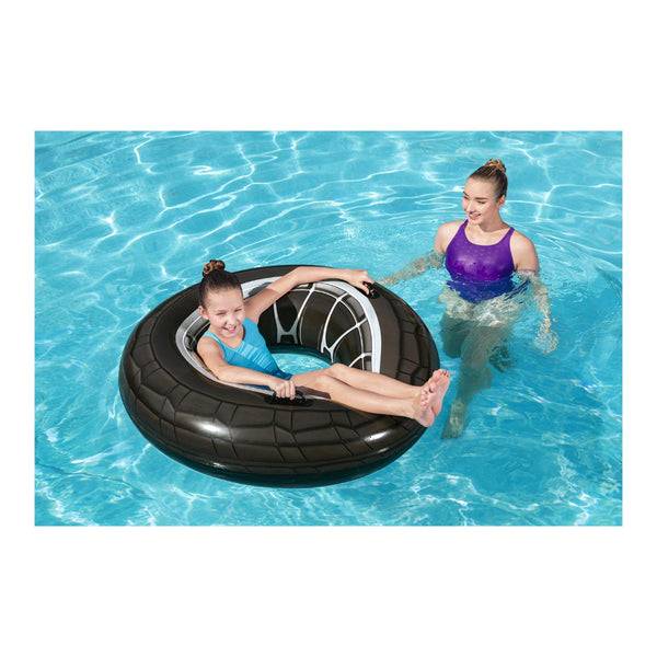 Black | Bestway High Velocity Tyre Tube. Shown in Pool.