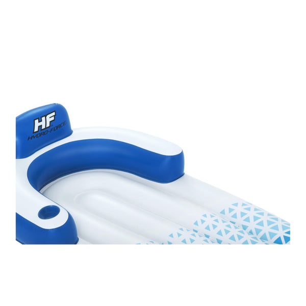 White / Blue | Bestway Hydro-Force Indigo Wave Lounge. Showing Back Rest.