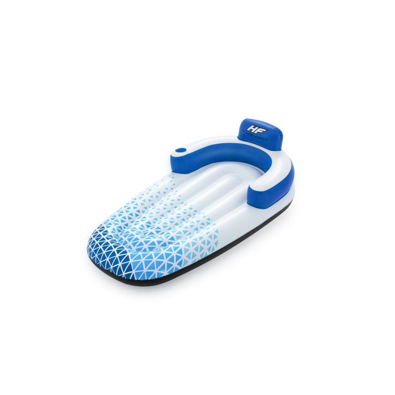 White / Blue | Bestway Hydro-Force Indigo Wave Lounge. Angled Front View. 