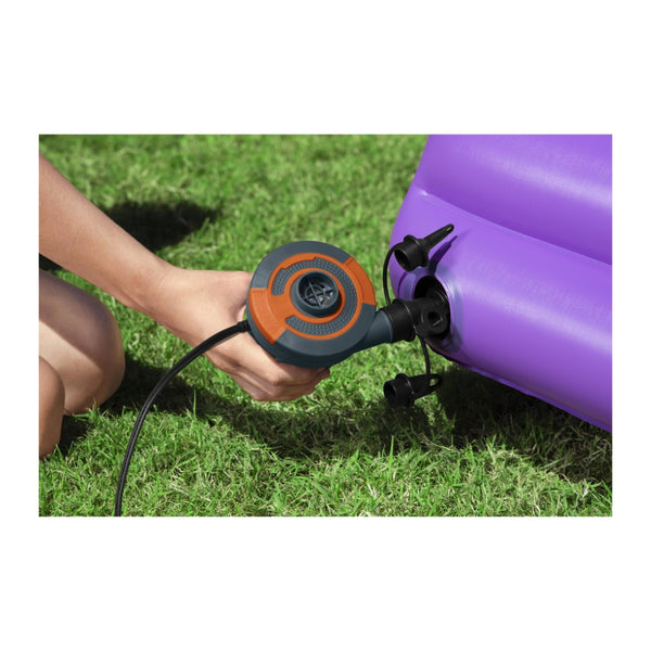 Grey / Orange | Bestway Sidewinder Air Pump 12V. Shown in Use. 