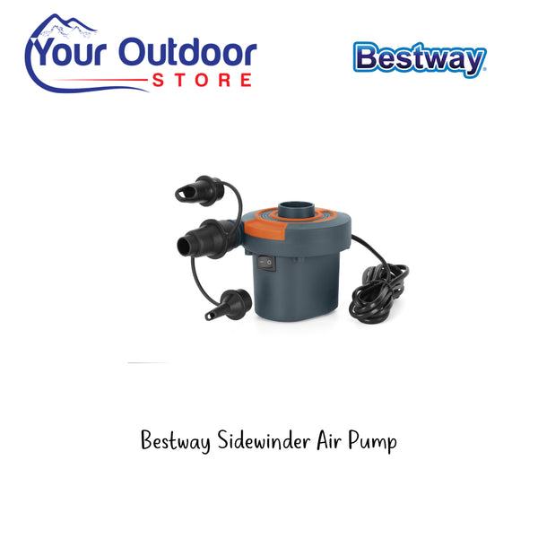 Bestway Sidewinder Air Pump. Hero image Showing Logos and Title. 